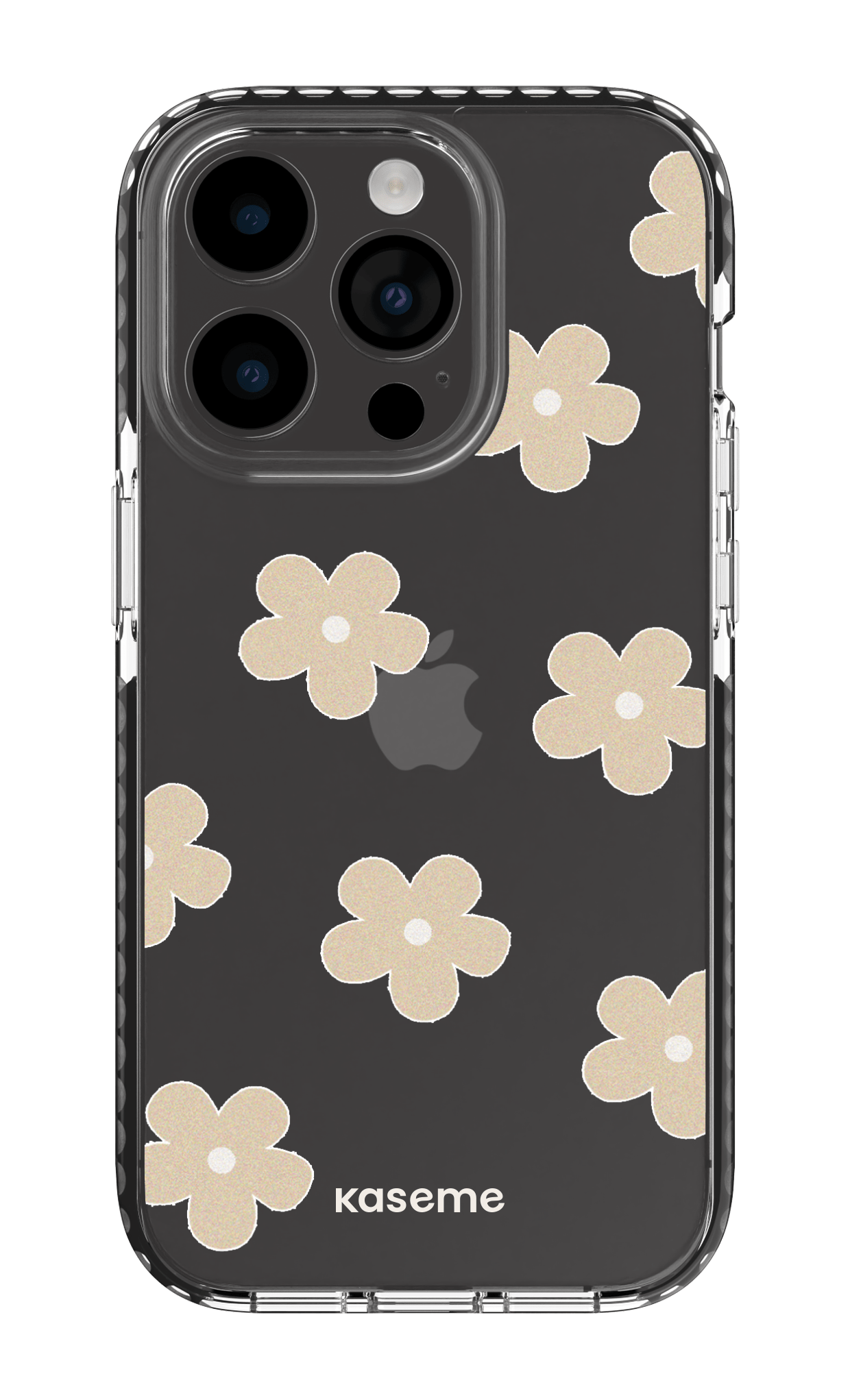 iPhone 14 Pro Clear Case - Black Woodstock Beige Clear Case -