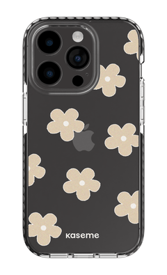 iPhone 14 Pro Clear Case - Black Woodstock Beige Clear Case -