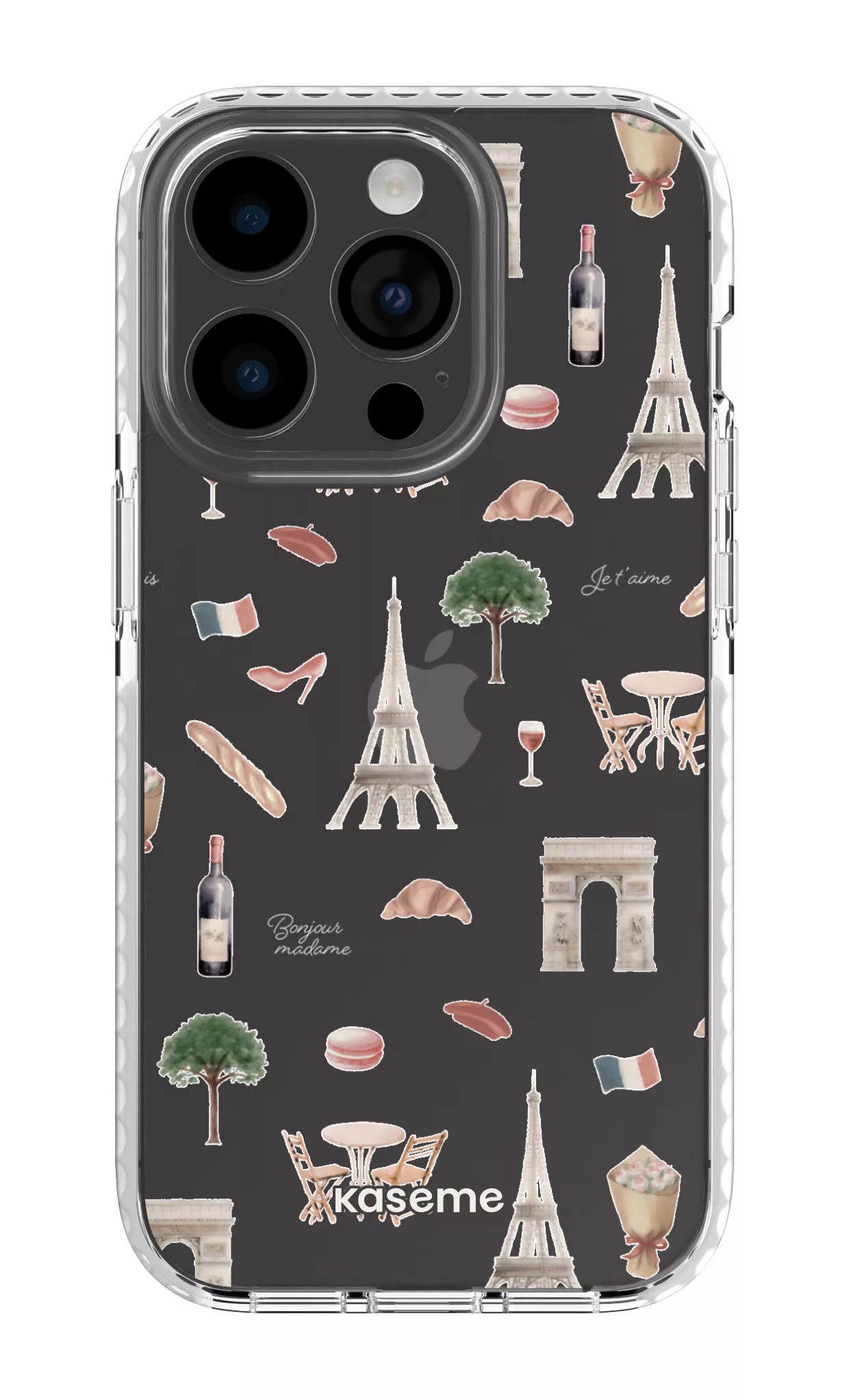 iPhone 14 Pro Clear Case white Je t'aime Paris Clear Case -