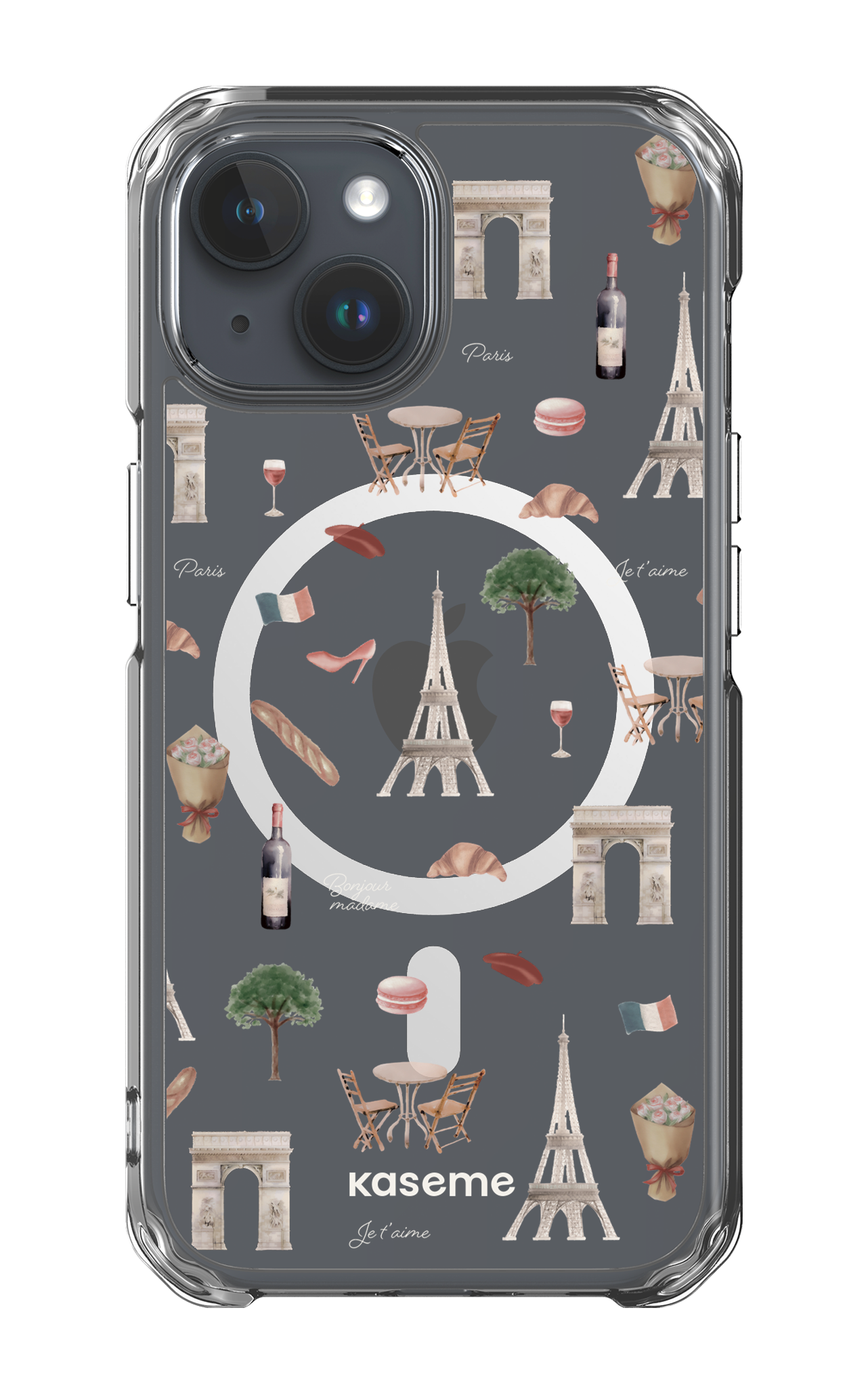 iPhone 15 Clear Case - Magsafe Je t'aime Paris Clear Case -
