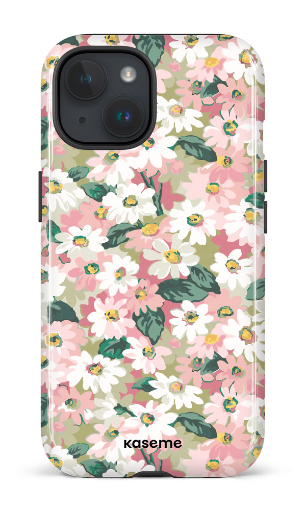 iPhone 15 MagSafe - Impact Case Mosaic of blooms green -