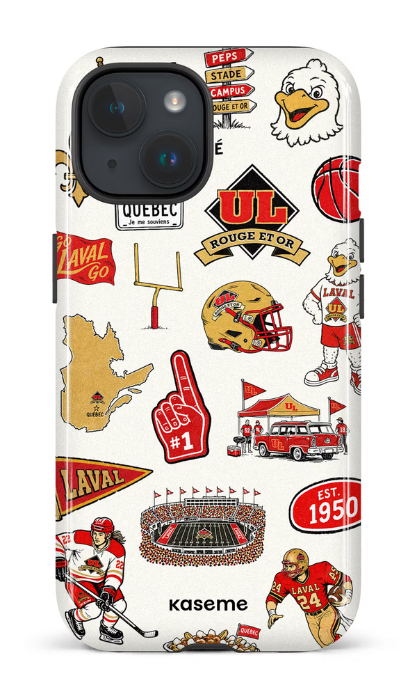 iPhone 15 MagSafe - Impact Case Mosaïque x Rouge et Or -