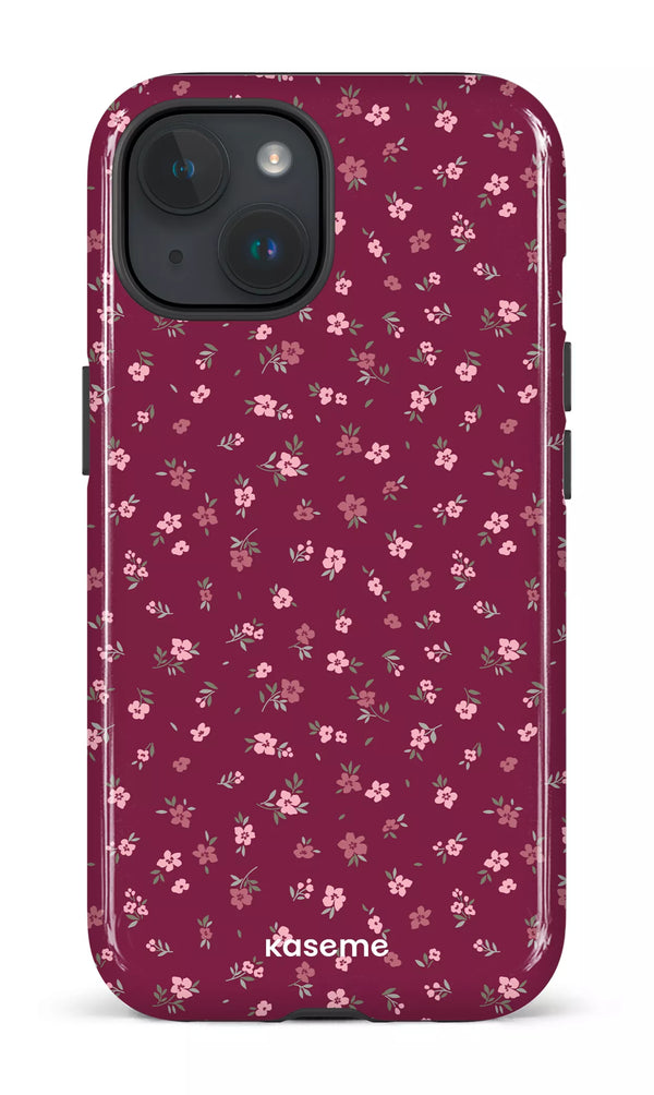 iPhone 15 MagSafe - Impact Case Porcelain Blossom Burgundy -