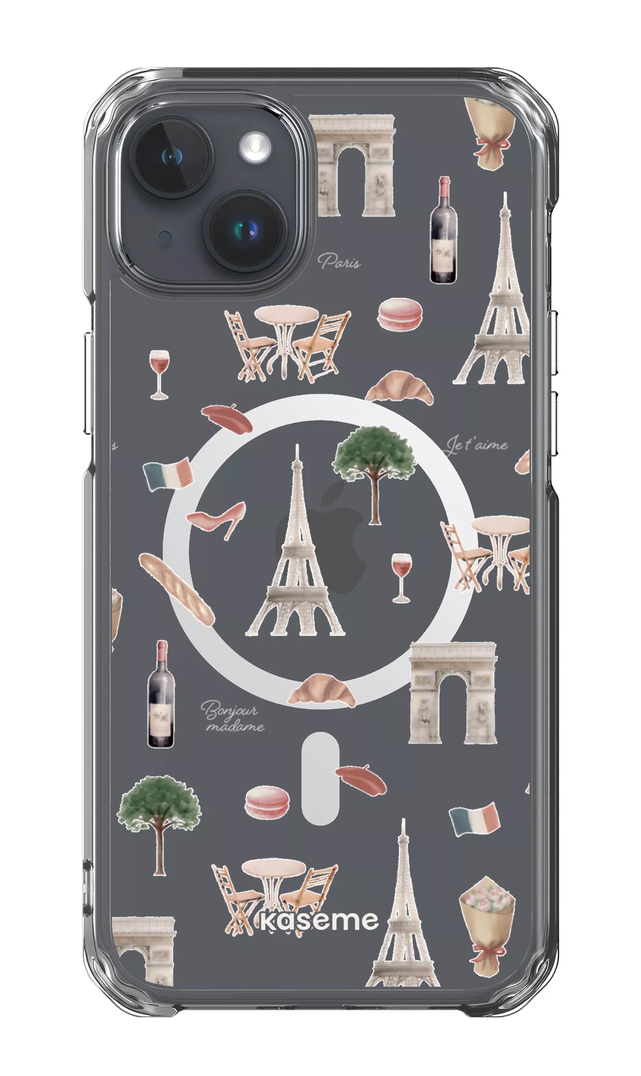 iPhone 15 Plus Clear Case - Magsafe Je t'aime Paris Clear Case -