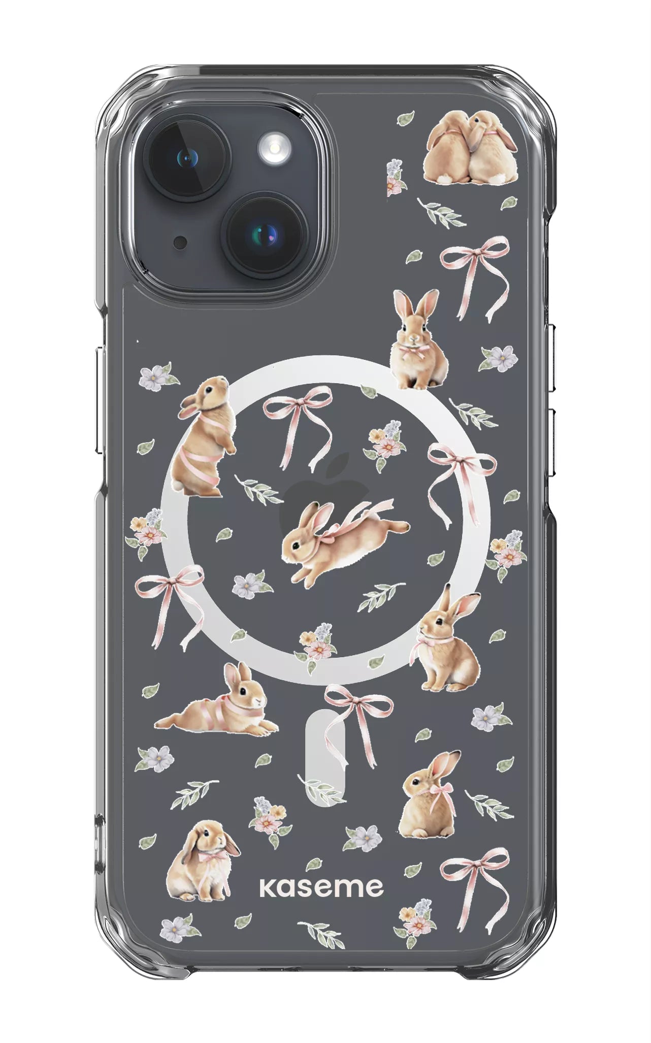 iPhone 15 Pro Clear Case - Magsafe Bunny Bloom Clear Case -