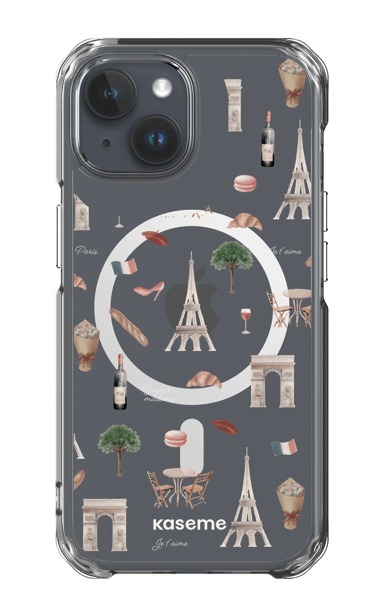 iPhone 15 Pro Clear Case - Magsafe Je t'aime Paris Clear Case -