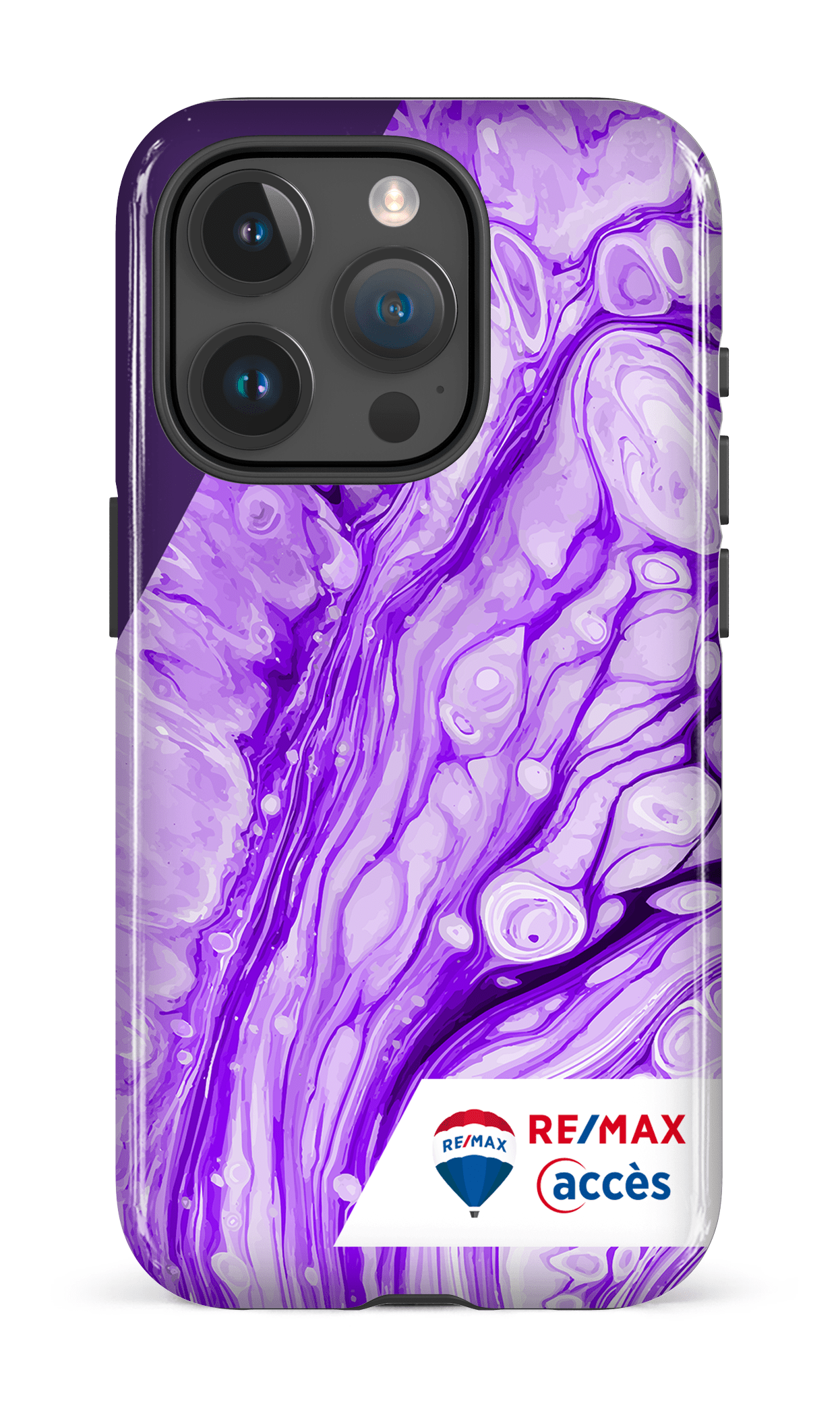 iPhone 15 Pro Tough Peinture marbrée claire violette -
