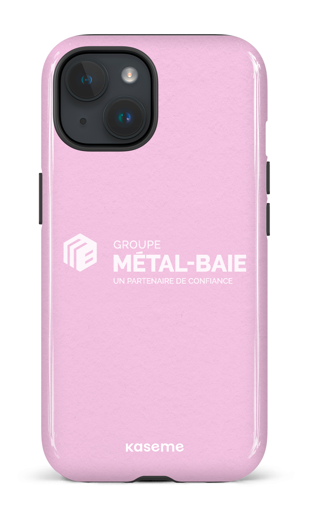 iPhone 15 Tough (Gloss) Métal-Baie Rose -