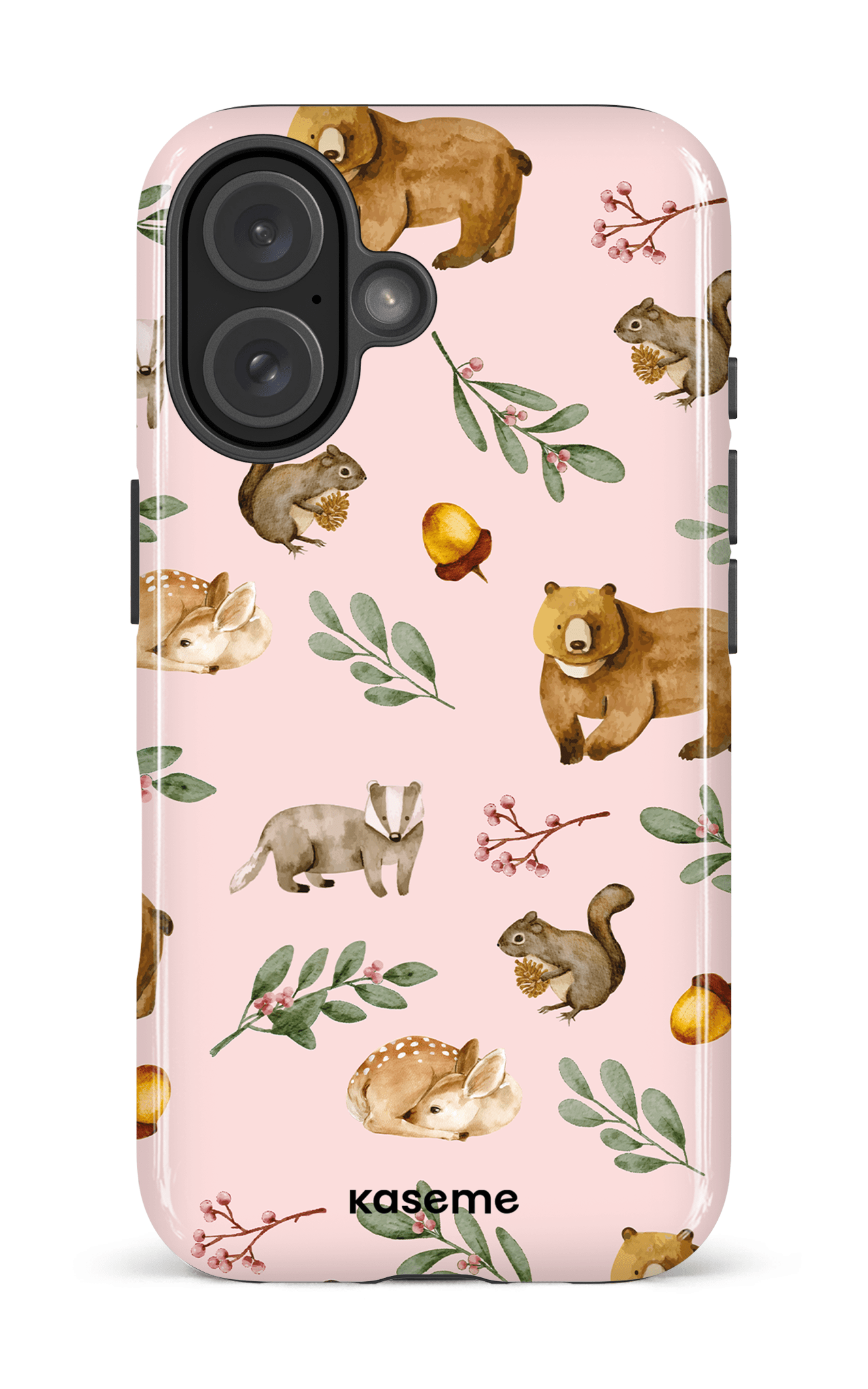 iPhone 16 Impact Case Furry Forest Pink -