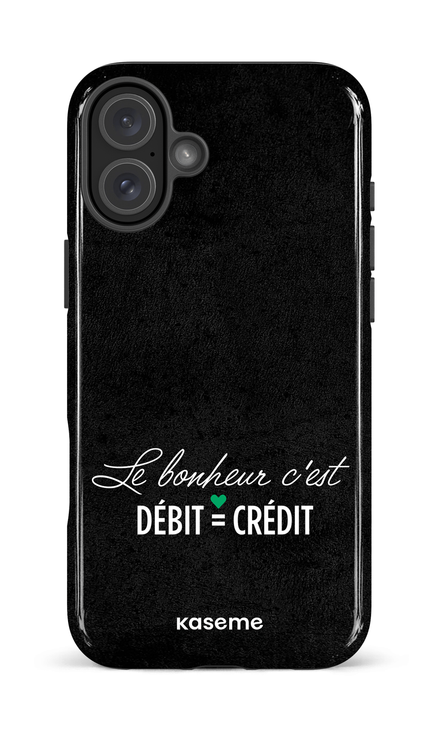 iPhone 16 Plus Impact Case Le bonheur c'est débit = crédit (noir) -