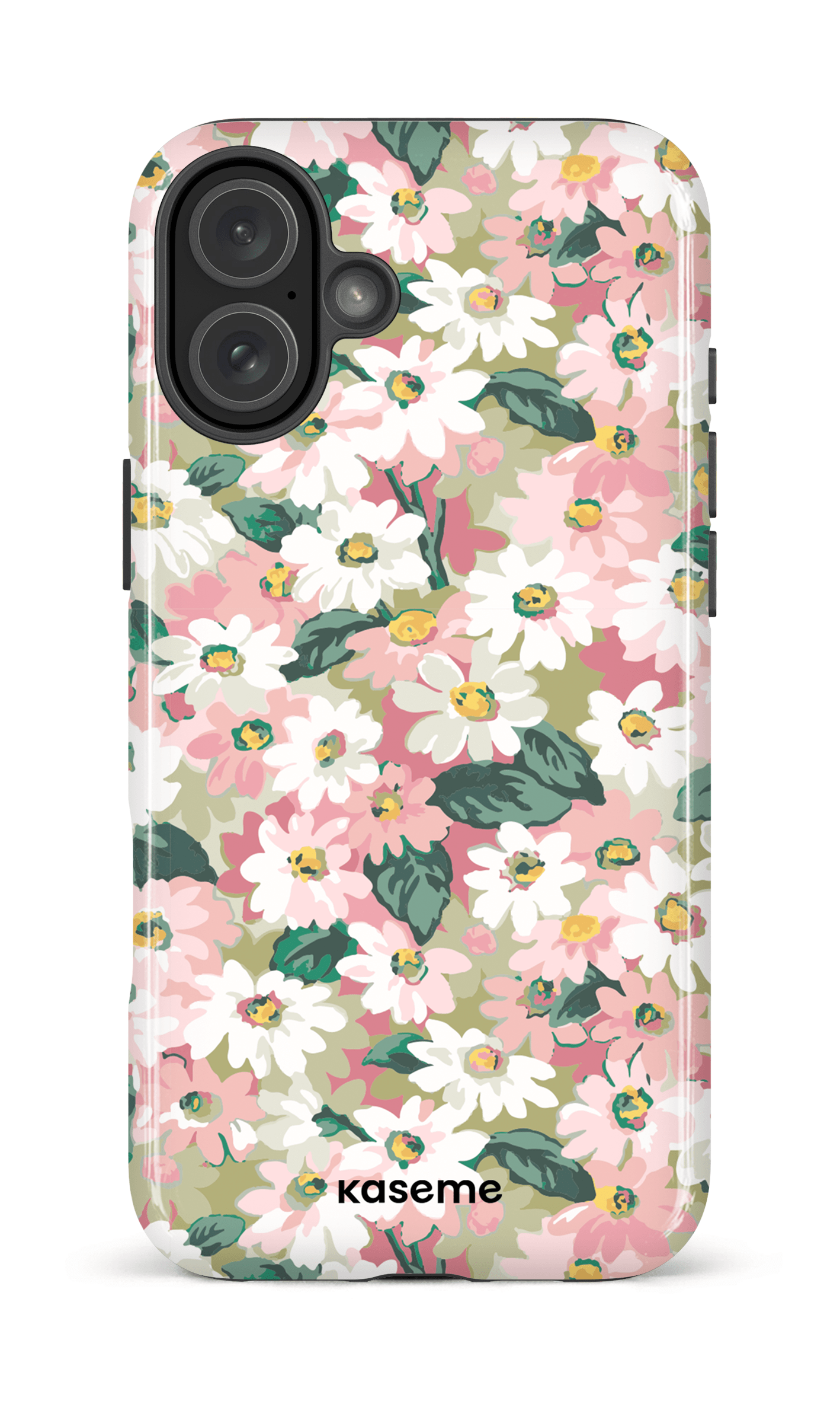 iPhone 16 Plus Impact Case Mosaic of blooms green -