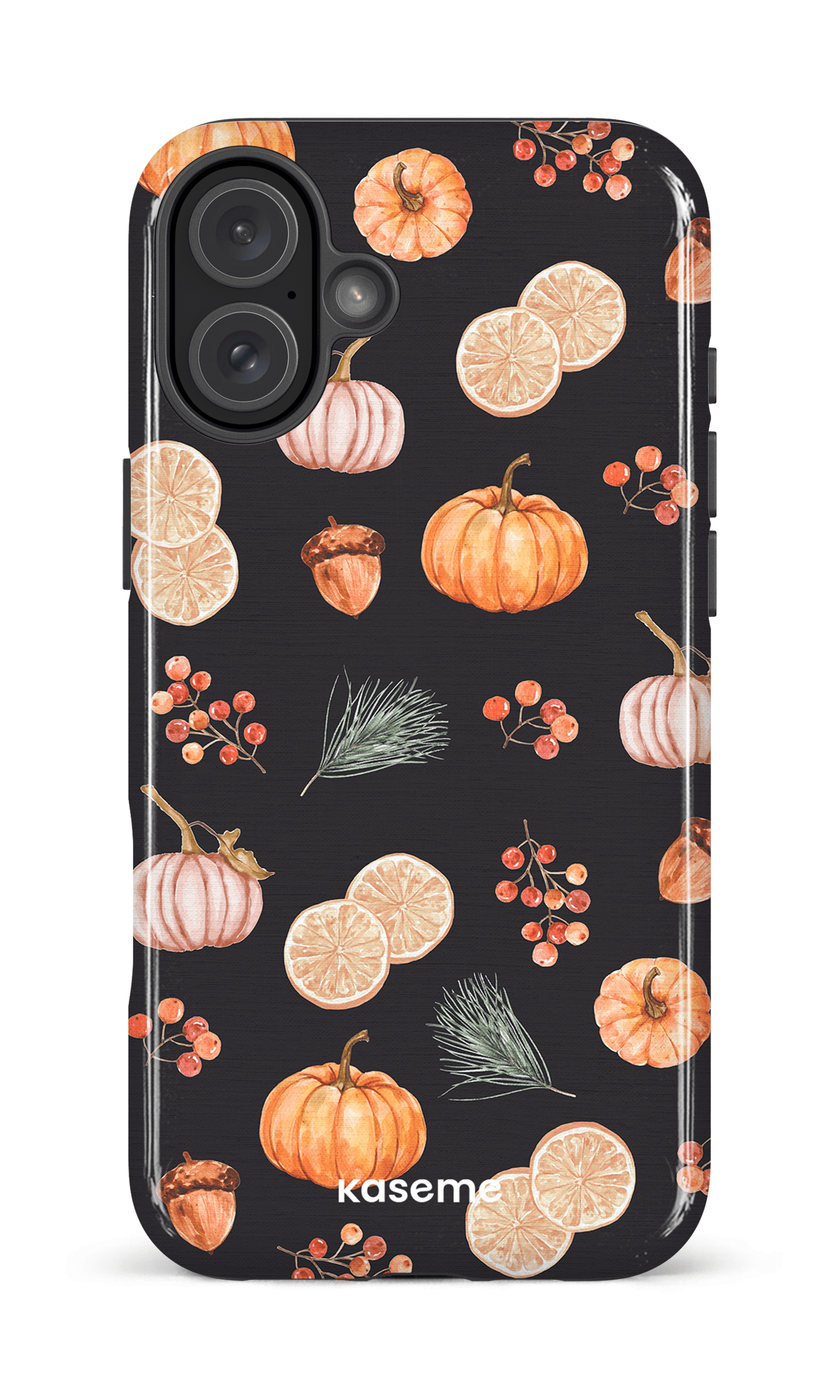 iPhone 16 Plus Impact Case Pumpkin Garden Black -