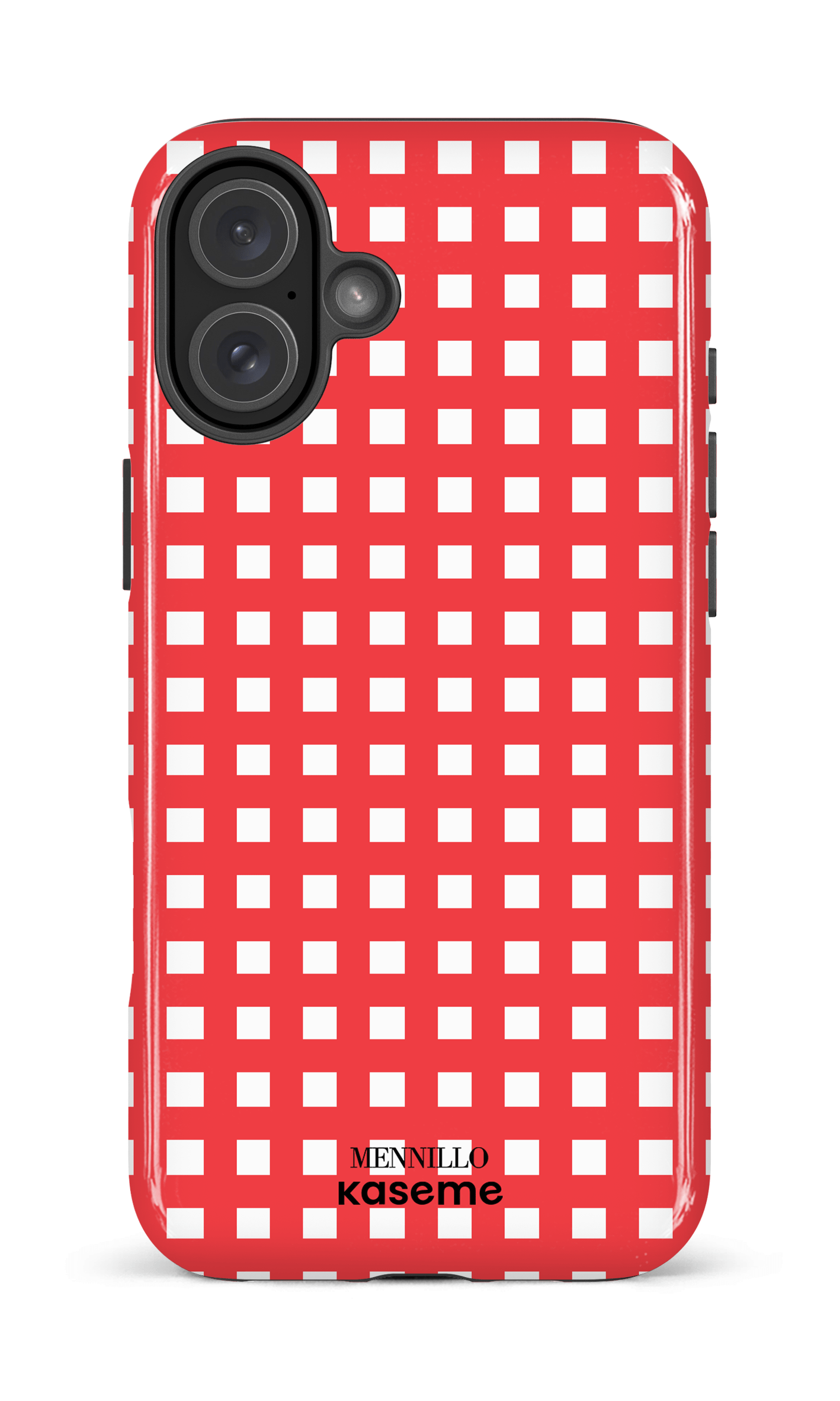 iPhone 16 Plus Impact Case Red Checkered by Mennillo -