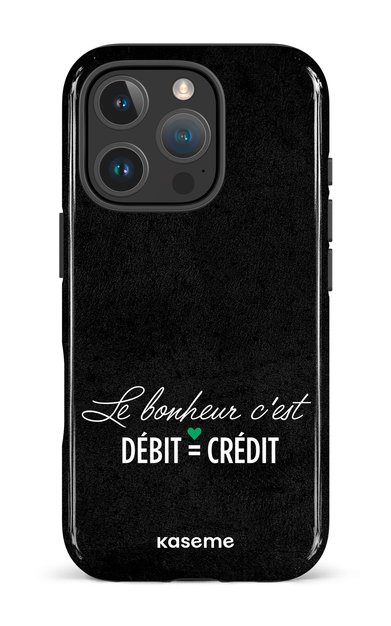 iPhone 16 Pro Impact Case Le bonheur c'est débit = crédit (noir) -