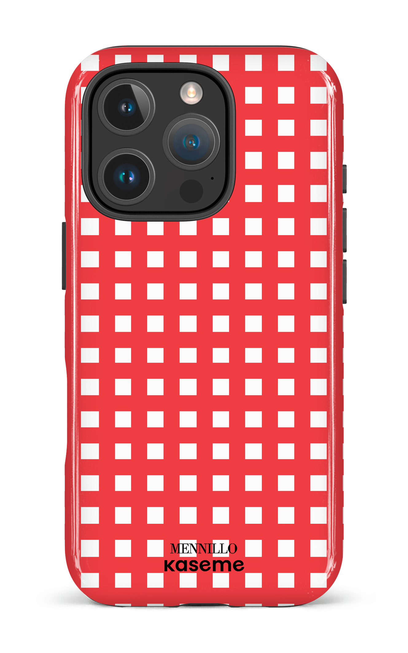 iPhone 16 Pro Impact Case Red Checkered by Mennillo -