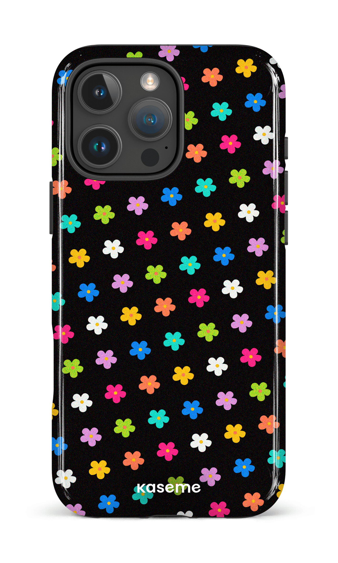 iPhone 16 Pro Max Impact Case Joyful Flowers Black -