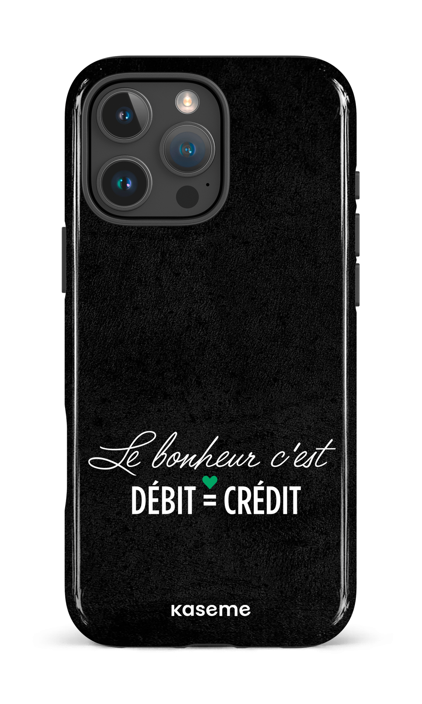 iPhone 16 Pro Max Impact Case Le bonheur c'est débit = crédit (noir) -