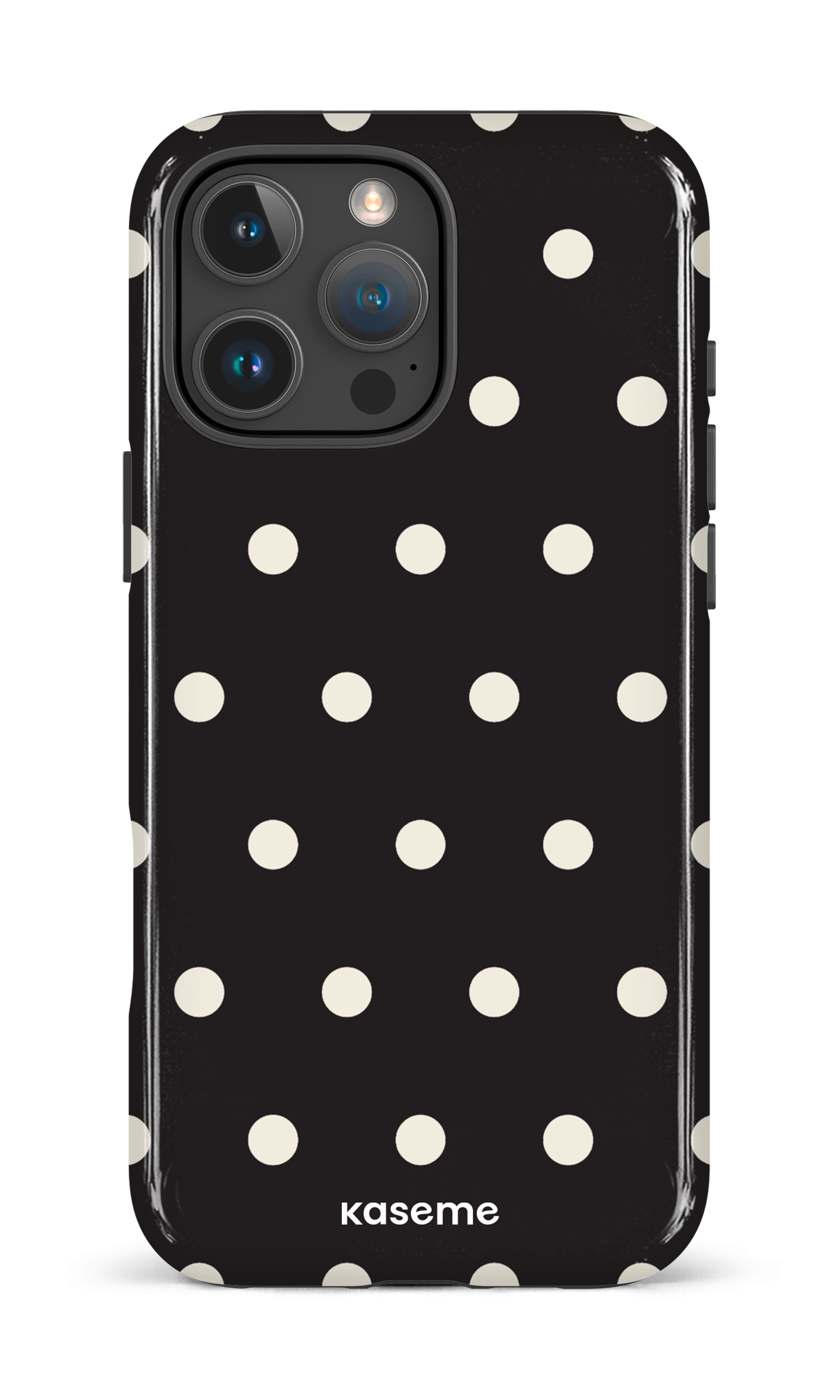 iPhone 16 Pro Max Impact Case Polka Black -