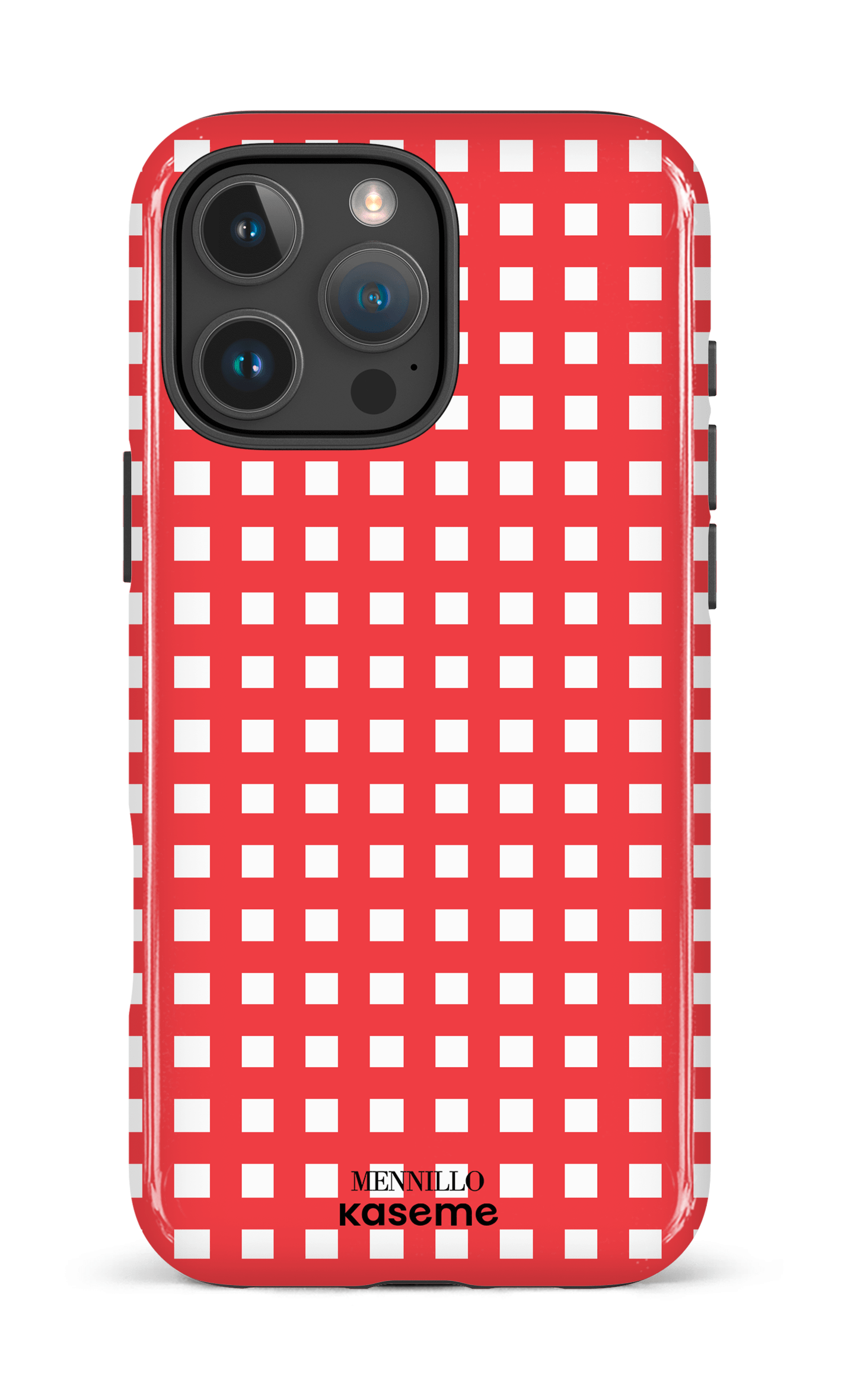 iPhone 16 Pro Max Impact Case Red Checkered by Mennillo -