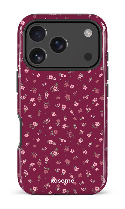 iPhone 18 Pro Impact Case Porcelain Blossom Burgundy -