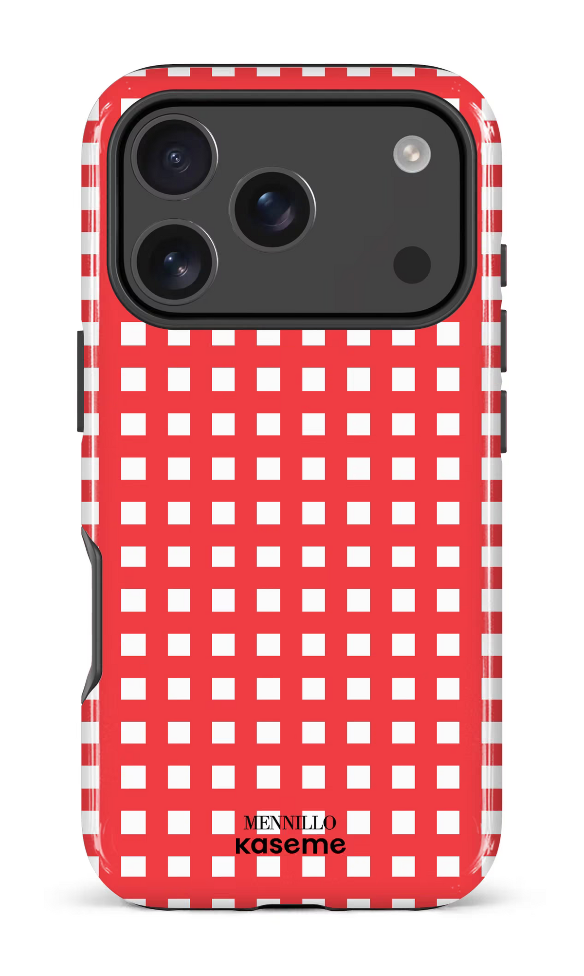 iPhone 18 Pro Impact Case Red Checkered by Mennillo -