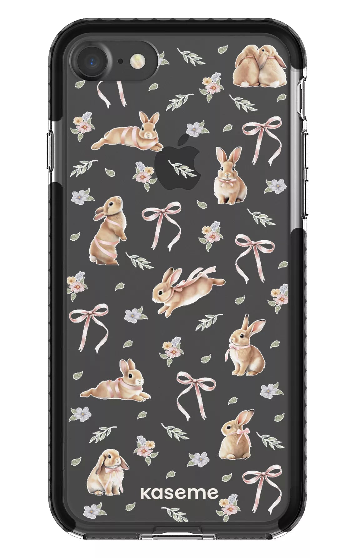 iPhone 7 Clear Case - Black Bunny Bloom Clear Case -