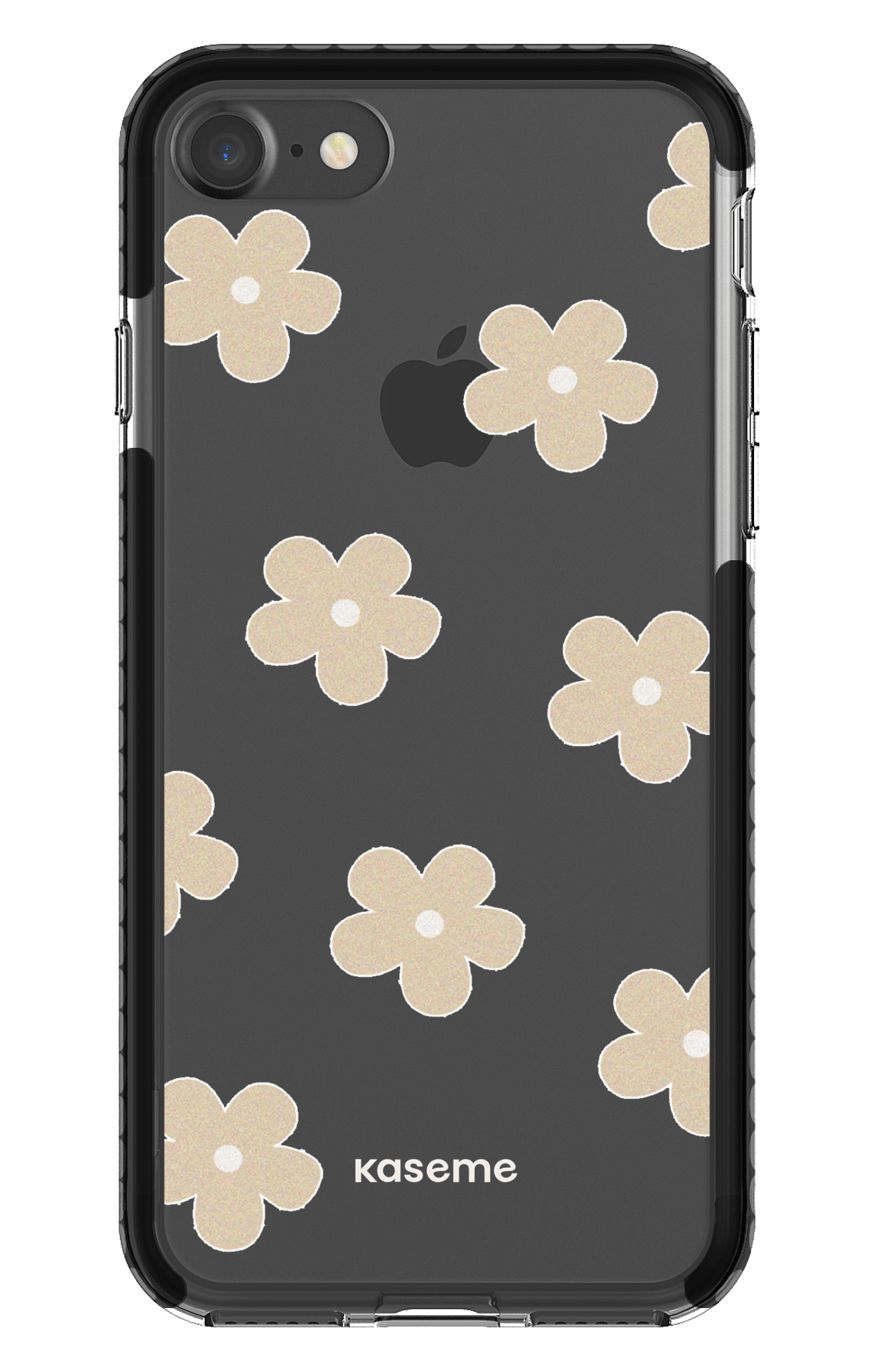 iPhone 7 Clear Case - Black Woodstock Beige Clear Case -