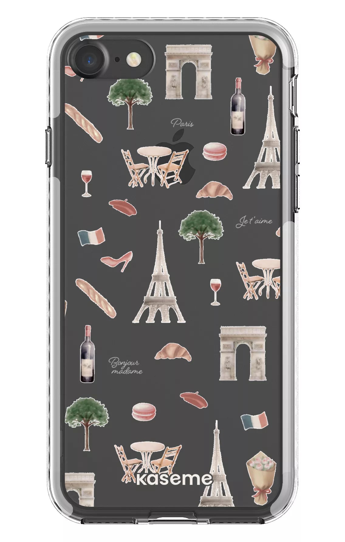 iPhone 7 Clear case - White Je t'aime Paris Clear Case -