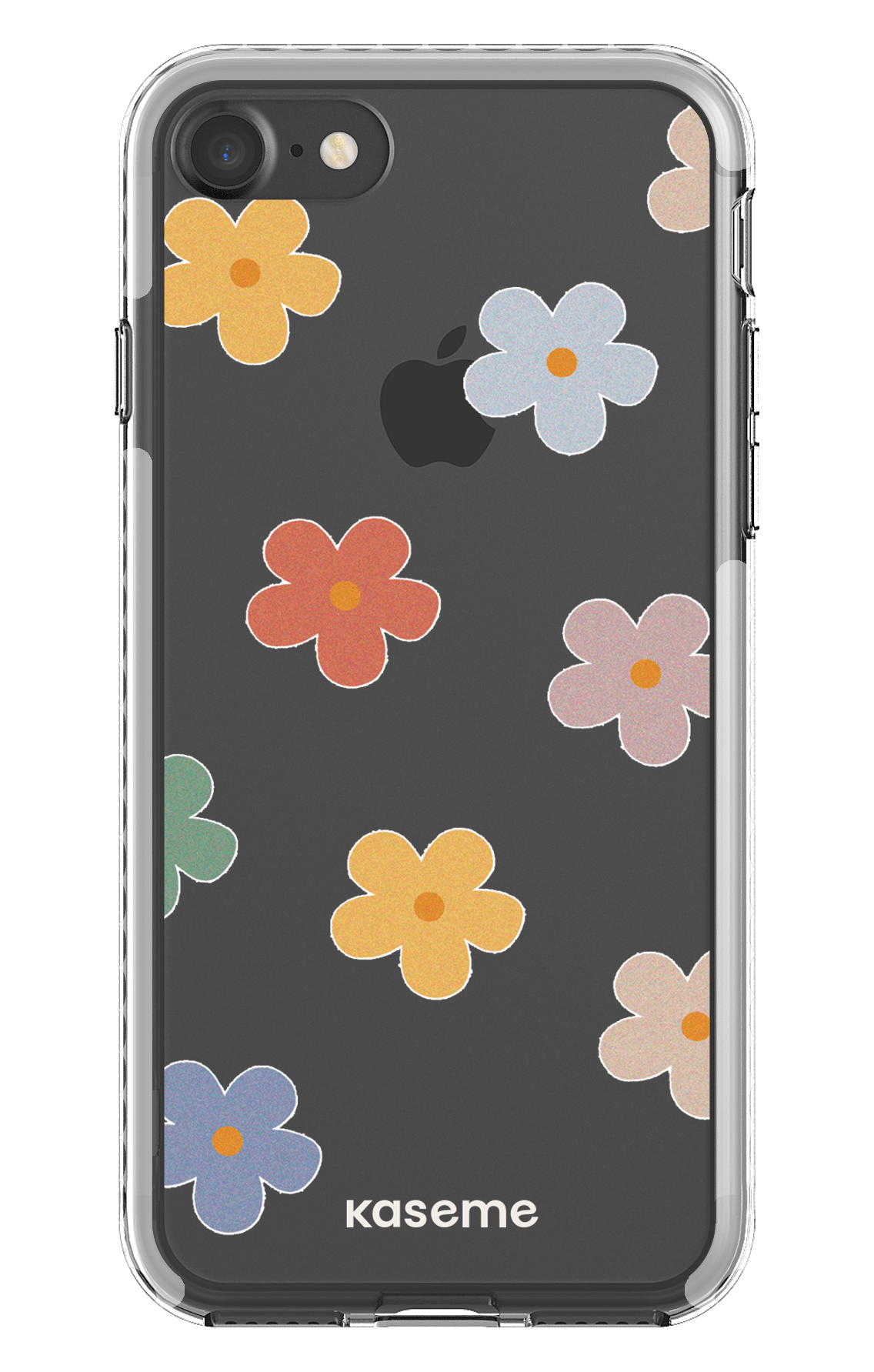 iPhone 7 Clear case - White Woodstock Big Clear Case -