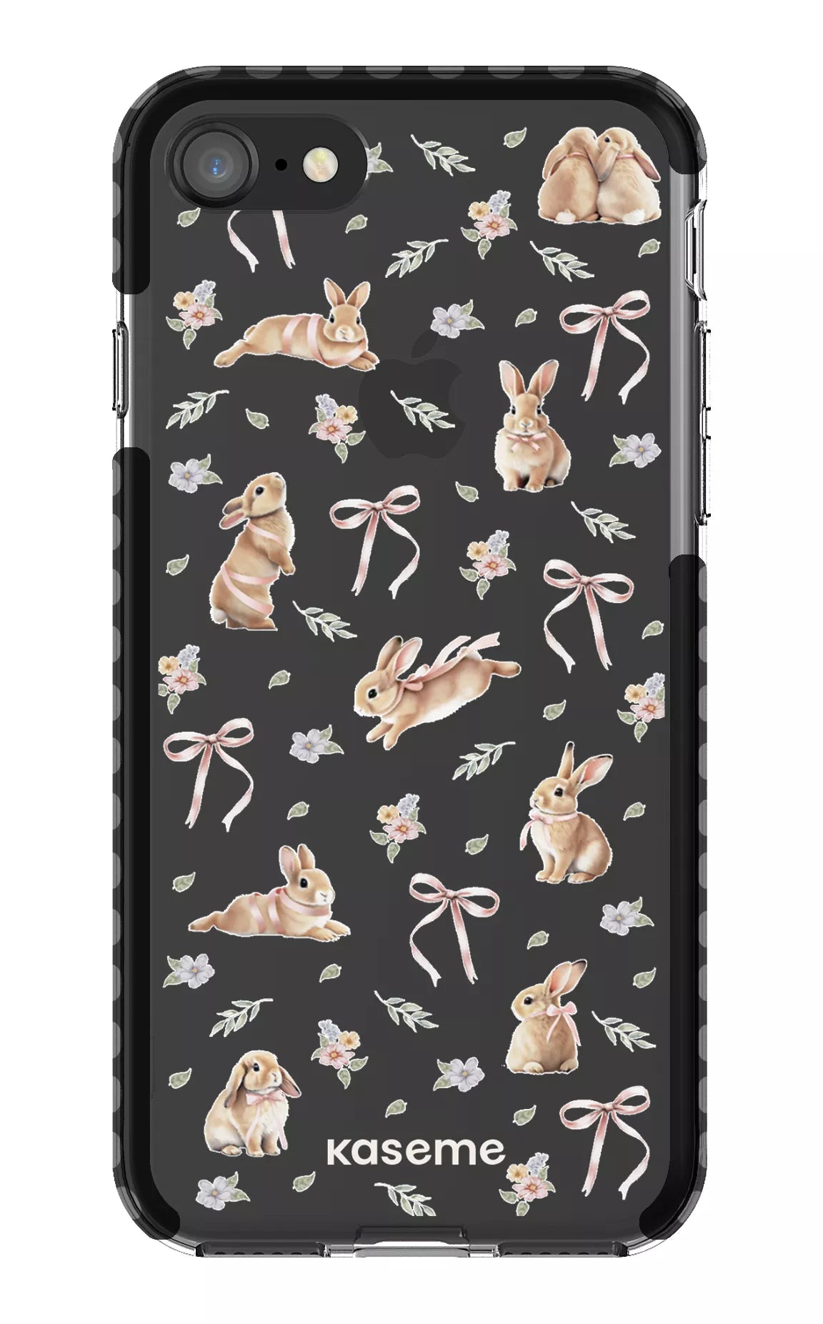 iPhone 8 Clear Case - Black Bunny Bloom Clear Case -