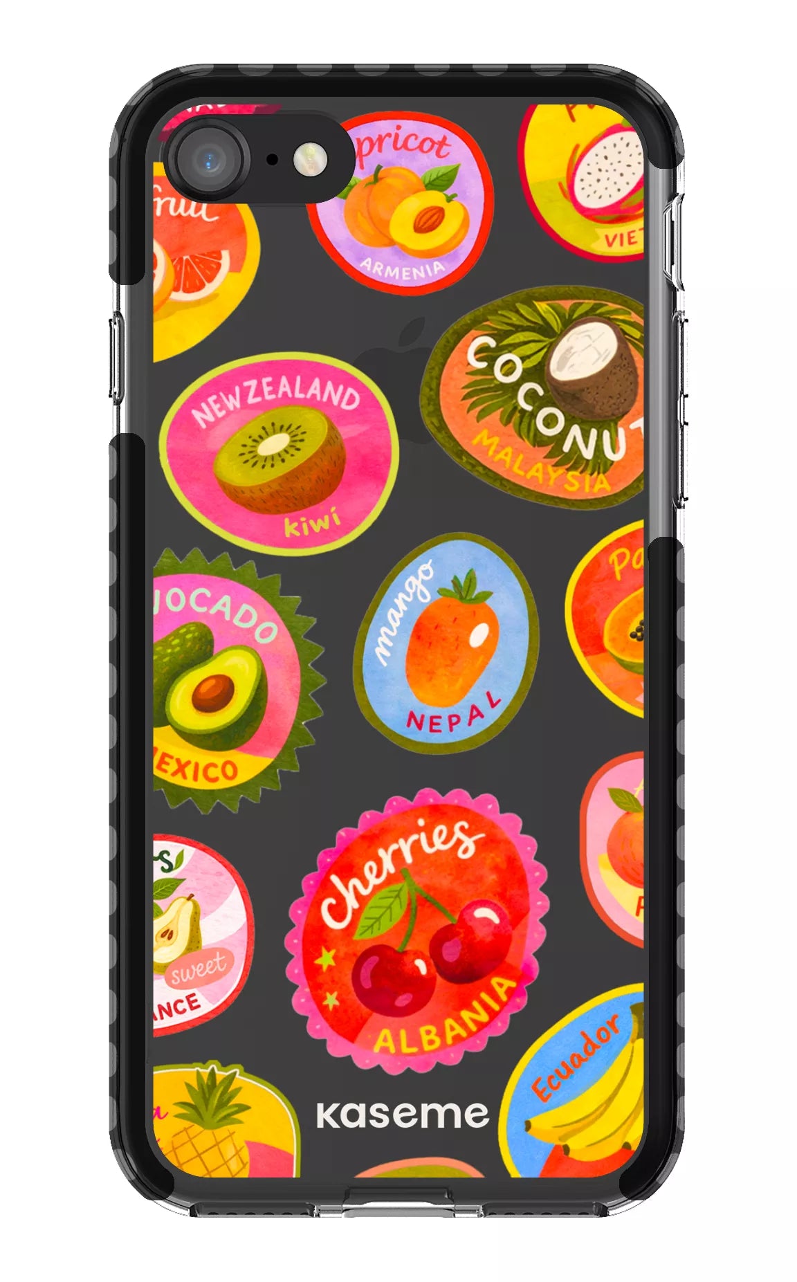 iPhone 8 Clear Case - Black Frutti Clear Case -