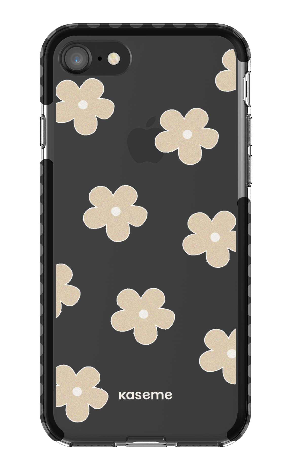 iPhone 8 Clear Case - Black Woodstock Beige Clear Case -