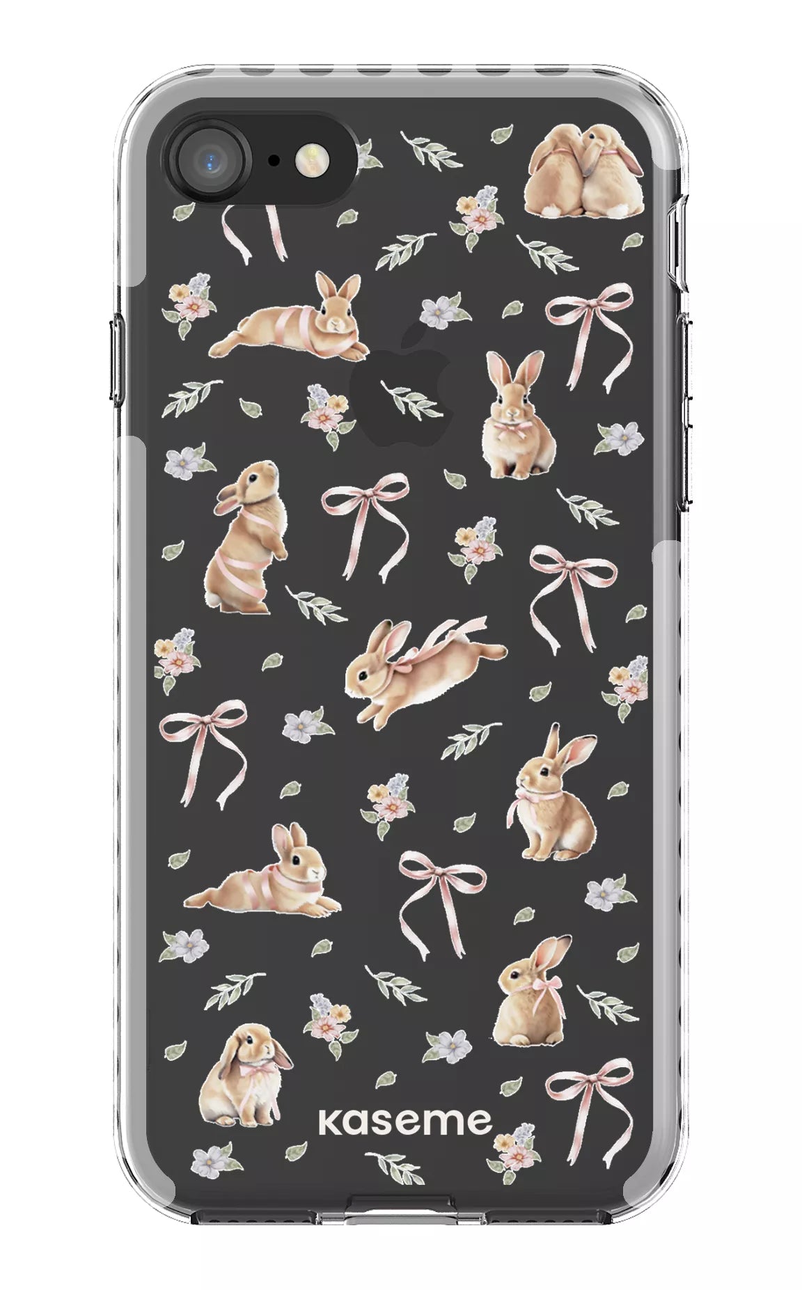 iPhone 8 Clear Case - White Bunny Bloom Clear Case -