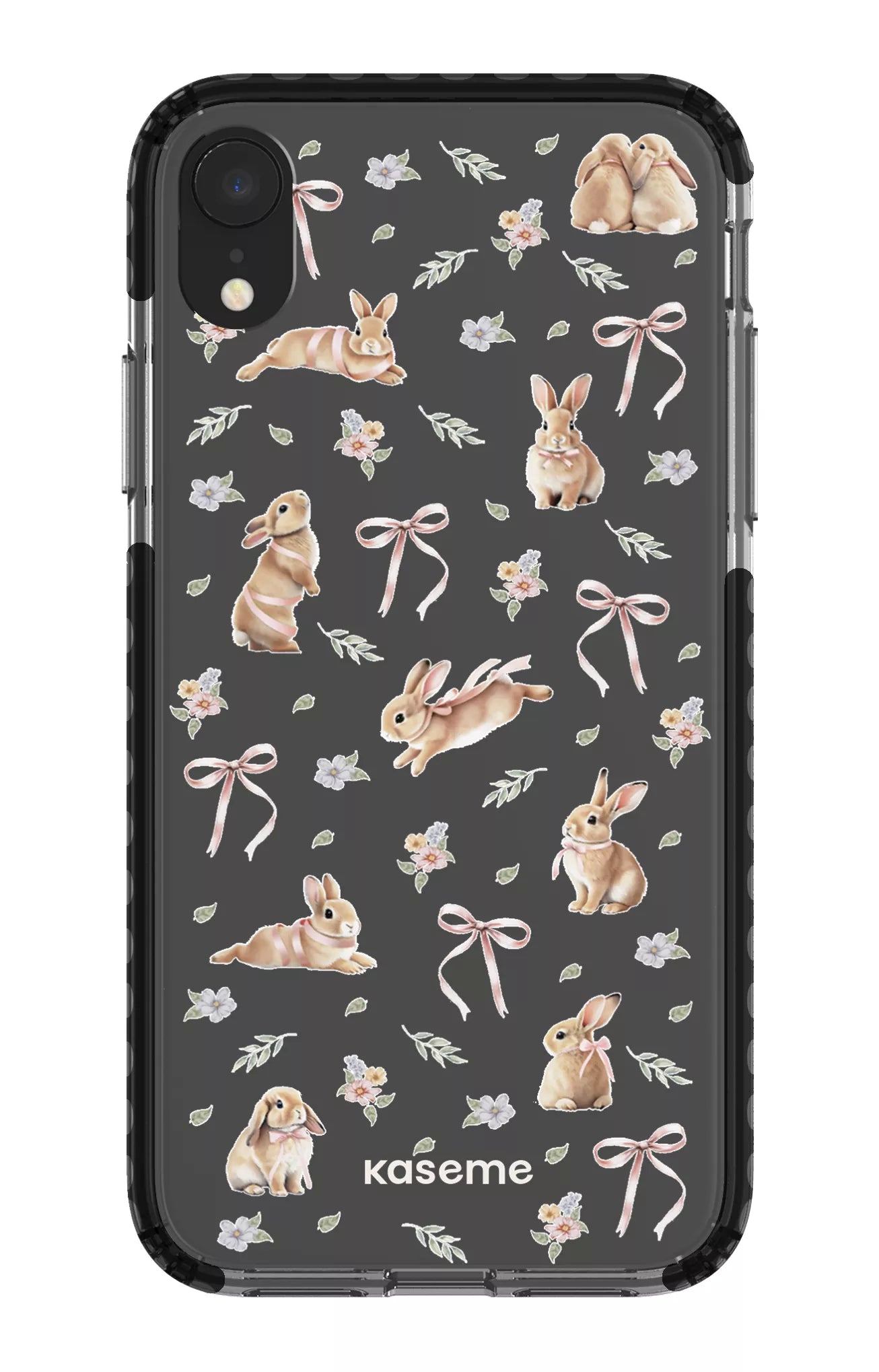 iPhone XR Clear Case - Black Bunny Bloom Clear Case -