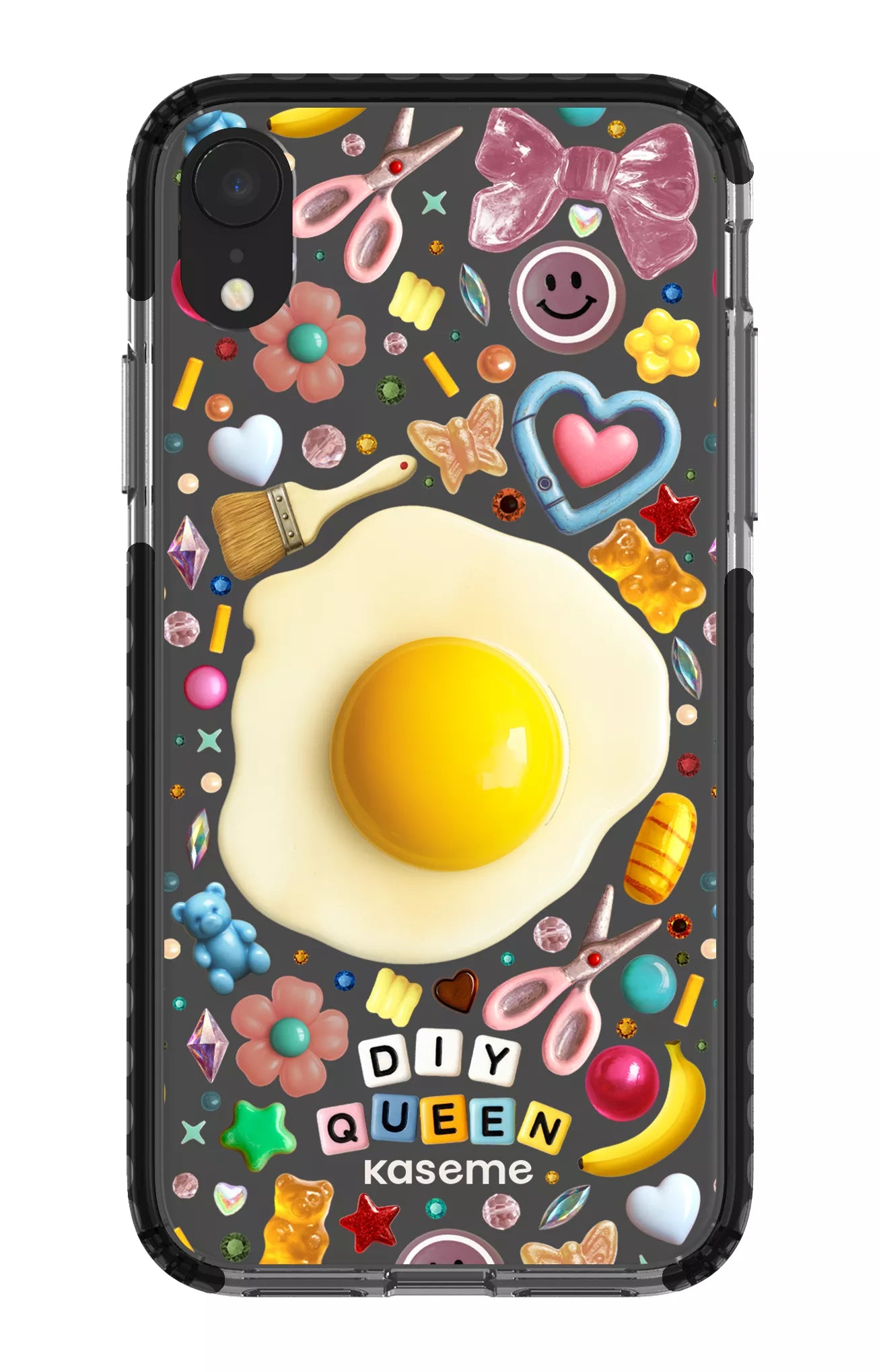 iPhone XR Clear Case - Black DIY Queen Clear Case by Marianne Plaisance -