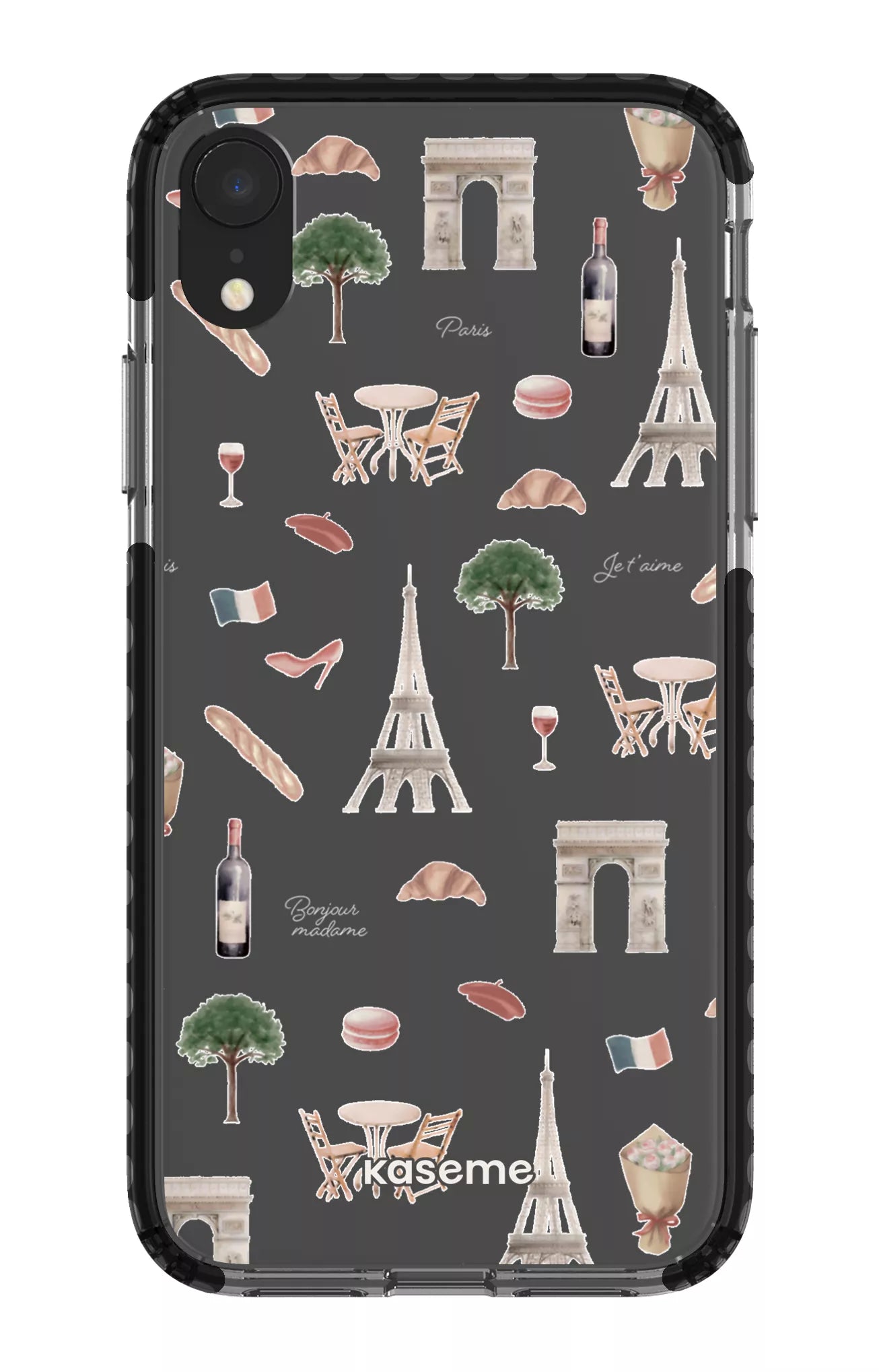 iPhone XR Clear Case - Black Je t'aime Paris Clear Case -