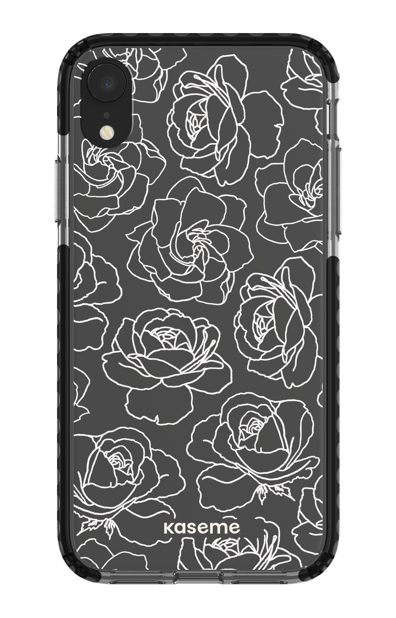 iPhone XR Clear Case - Black Polar Flowers Clear Case -