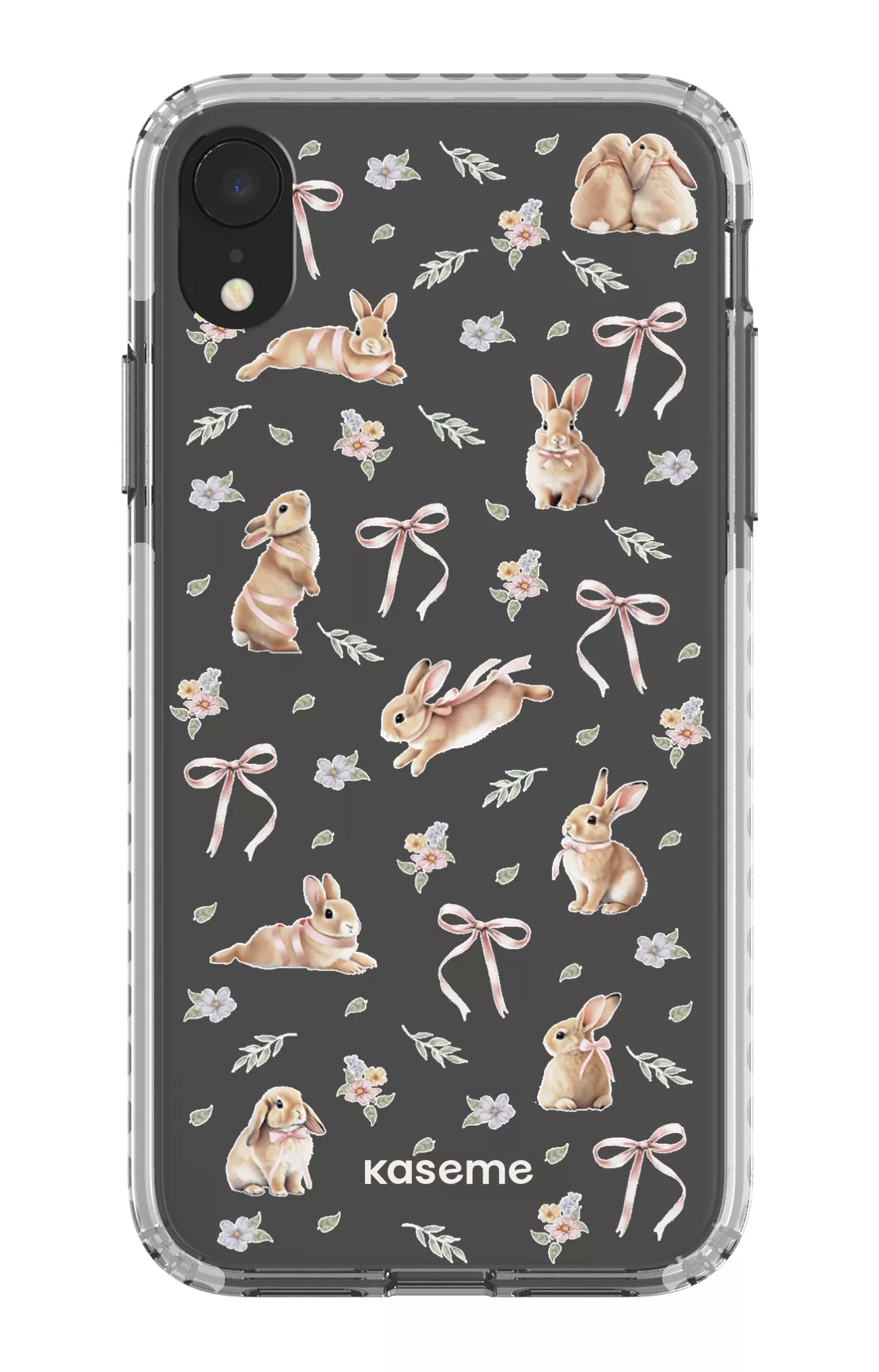 iPhone XR Clear Case - White Bunny Bloom Clear Case -