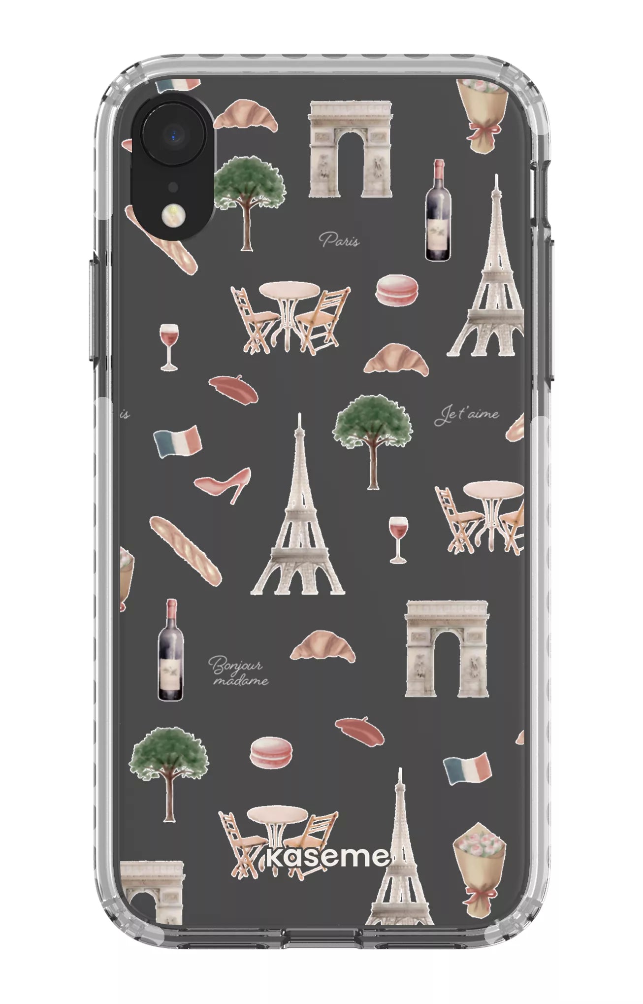 iPhone XR Clear Case - White Je t'aime Paris Clear Case -