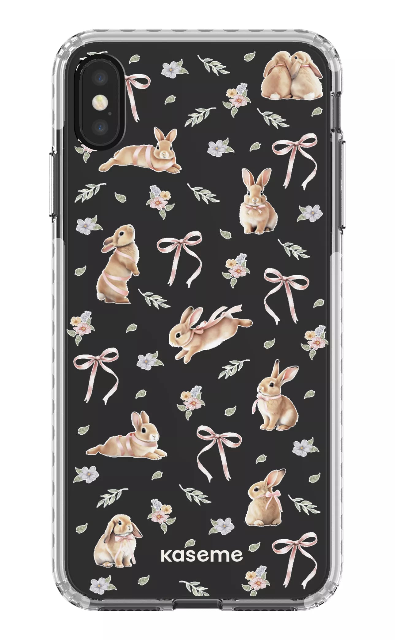 iPhone XS Max Clear Case - White Bunny Bloom Clear Case -