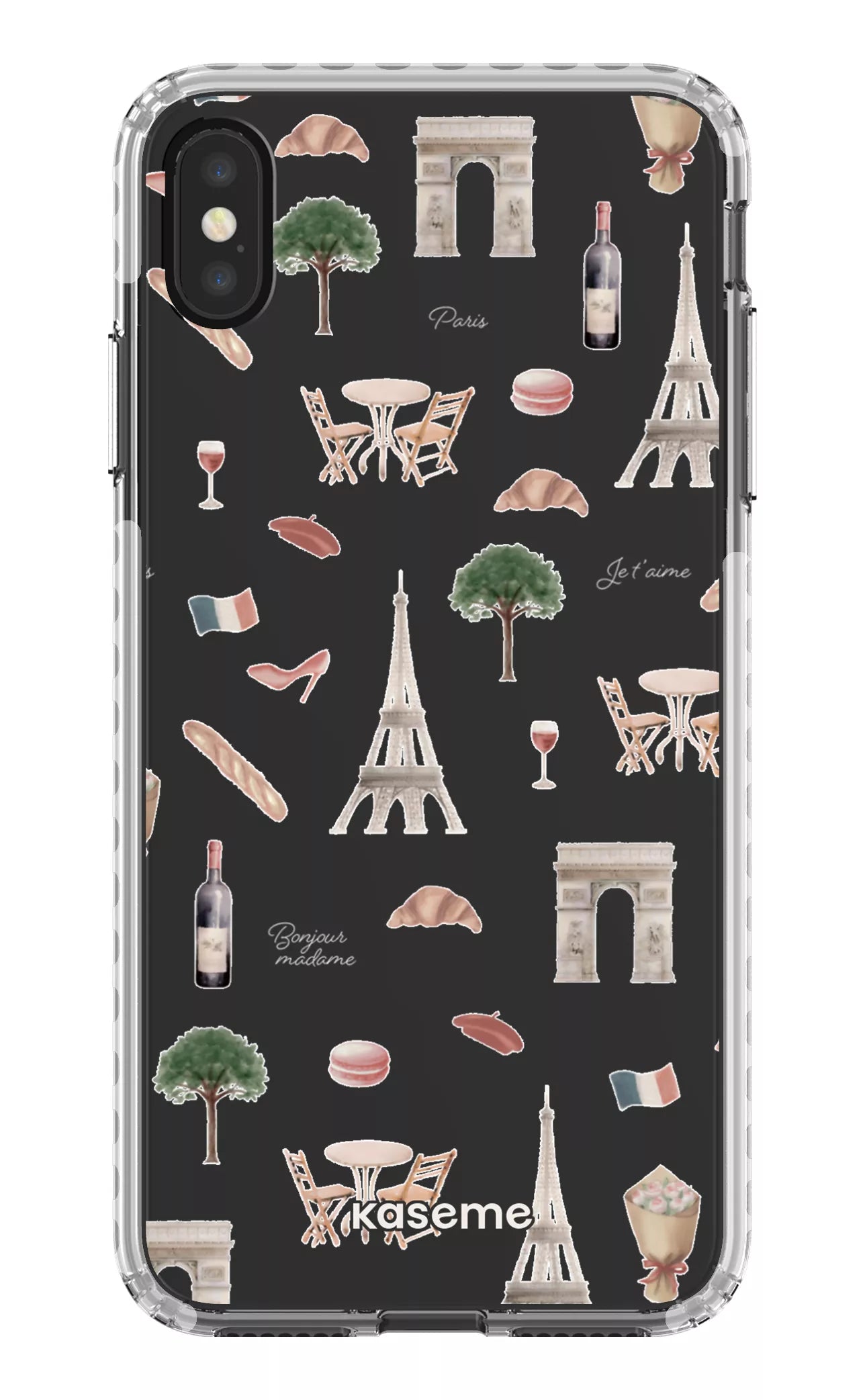 iPhone XS Max Clear Case - White Je t'aime Paris Clear Case -