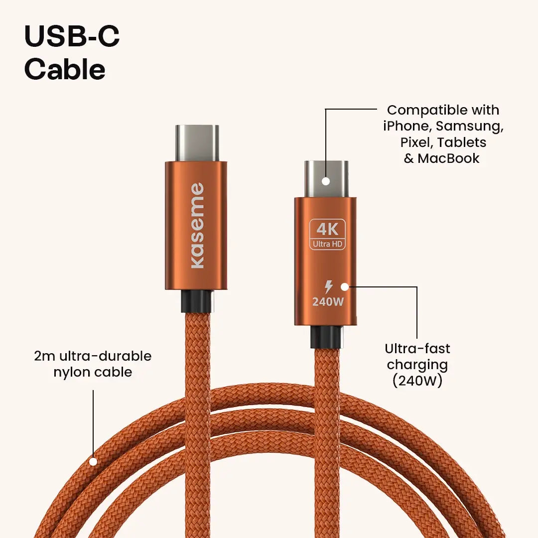 USB-C cable with features highlighted